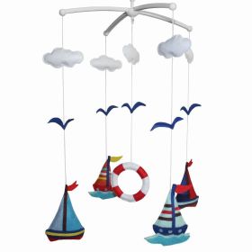 Colorful Sailboat Baby Musical Crib Mobile Handmade Infant Gift Boys Girls Nursery Room Decor