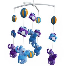 Handmade Baby Crib Mobile Baby Musical Mobile Nursery Room Hanging Animal Toy Decor; Blue Purple Elephant