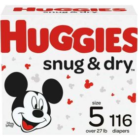 Huggies Snug & Dry Baby Diapers Size 5;  Count 116