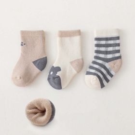 Baby Cartoon Print Pattern Thickened Soft Cotton Socks (Color: Grey, Size/Age: M (1-3Y))