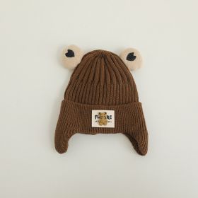 Children's Knitted Warm Bear Woolen Cap Outdoor (Option: Coffee-Free Size)