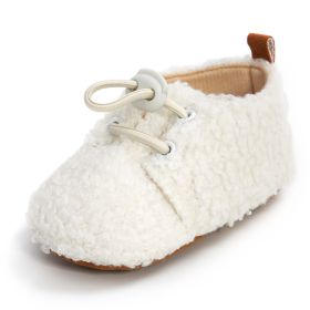 Baby Warm Toddler Soft Sole Shoes (Option: White-11cm)