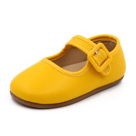 Children's Leather Shoes Candy Color Soft Bottom Cute Princess (Option: Custard-22)