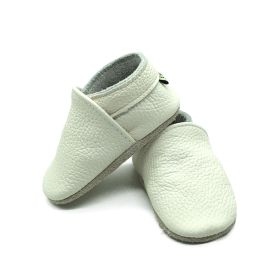 Baby Soft Bottom Solid Color Calf Leather Shoes Toddler Shoes (Option: White-S)